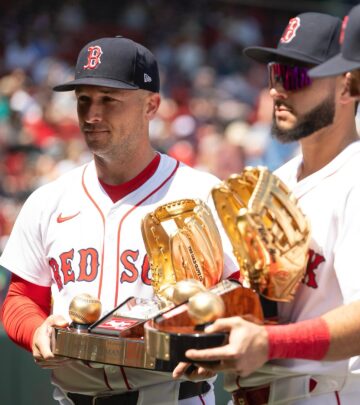 Boston Red Sox Stars Honored With Gold Glove Awards At Fenway Park