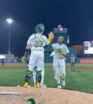 A's team bids farewell to fans after eventful and victorious day at the Sutter Health Park.
