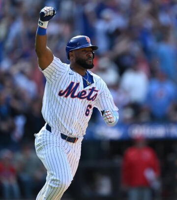 The Mets outfielder exhibits sheer strength in a broom emoji-captioned Instagram share. 