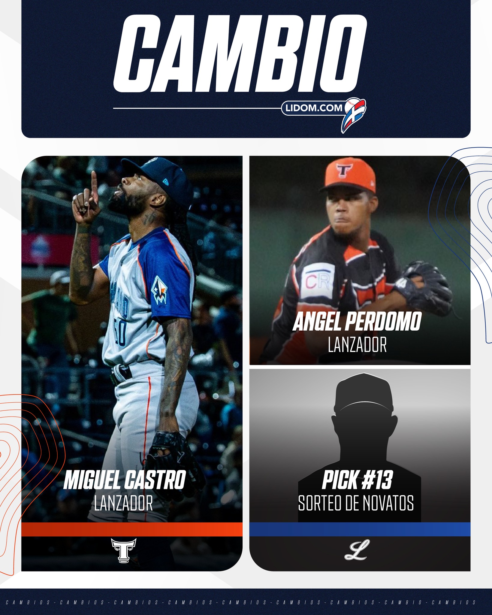Dominican baseball clubs swap hurlers Miguel Castro and Ángel Perdomo in significant move.