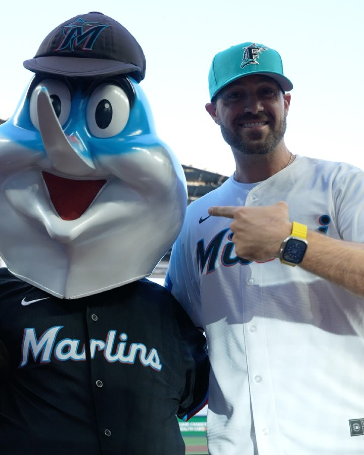 Dynamic athletic style meets a unique pitch showcasing Miami Marlins’ vibrant energy now!!